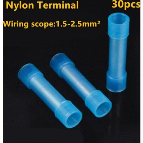 30pcs Insulated Crimp Terminals Electrical Wire Cable Connector connecting pipe Cold pressing terminal 1.5-2.5mm2