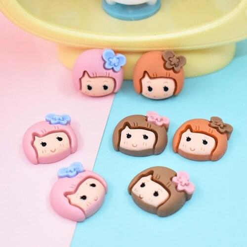 30pcs Cartoon Sweet Girls Flat Back Resin Ornament DIY Craft Supplies Hair Accessories Brooch Phone Shell Patches Arts Materials