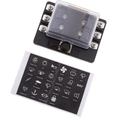 Automotive 6-Way Mini Micro Fuse Fusebox Holder Block Protective Case