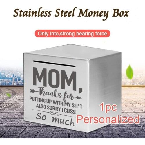 Engraved Safe Piggy Bank Stainless Stell Box Money Savings Bank For Kids Can Only Save The Piggy Bank Personalized CQG00029