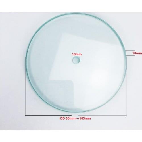 Borosilicate Transparent Glass,Sight Glass Disc Diameter 30mm---105mm With 10mm Round Hole In The Middle ,Thickness 10mm