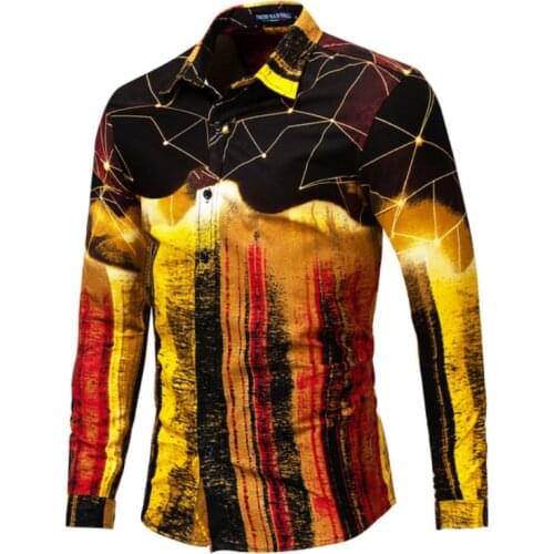 Brand Mens Shirts Fashion Printed Streetwear Spring Autumn Men Clothing Pocket-less Design Long Sleeve Print Shirts MY479