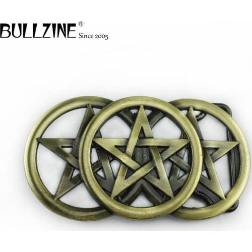 Bullzine zinc alloy celtic star belt buckle antique brass finish FP-03427 LUXURIOUS cowboy jeans gift belt buckle