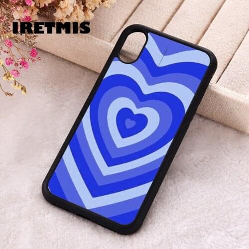 Iretmis 5 5S SE 2020 Phone Cover Case for iPhone 6 6S 7 8 Plus X Xs XR 11 12 Mini Pro Max Rubber Silicone blu retro heart
