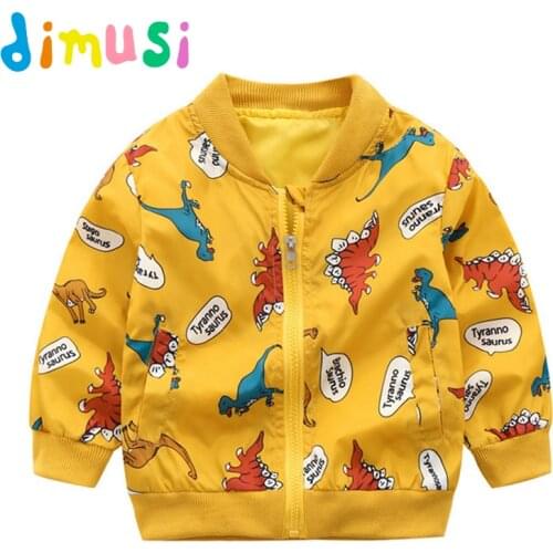 DIMUSI Spring Autumn Boys Bomber Jackets Fashion Thin Jackets Childrens Clothing Monster Baby Girls Cartoon Print Kids Coats 8T