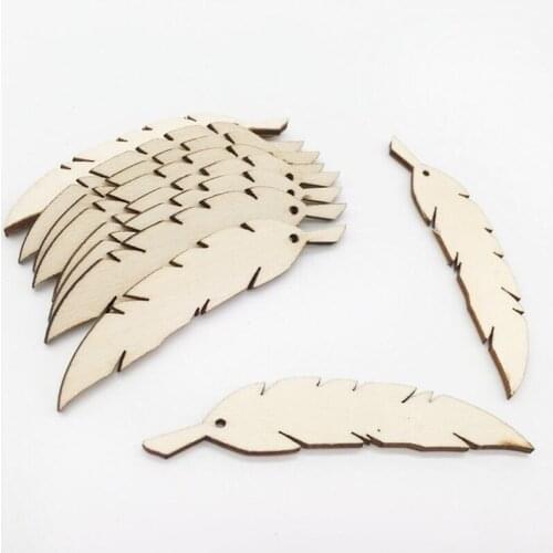 50pcs Mixed Wood Feather Home Decoration Scrapbookings DIY Wood Crafts For Wedding Festival Handmade Embellishment