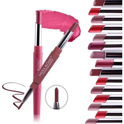 2-in-1 double lip liner, permanent waterproof, color pigment, lipstick