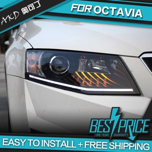 AKD Cars Styling Headlight For Skoda Octavia 2015 Headlights LED Running lights Bi-Xenon Beam Fog lights angel eyes Auto levels