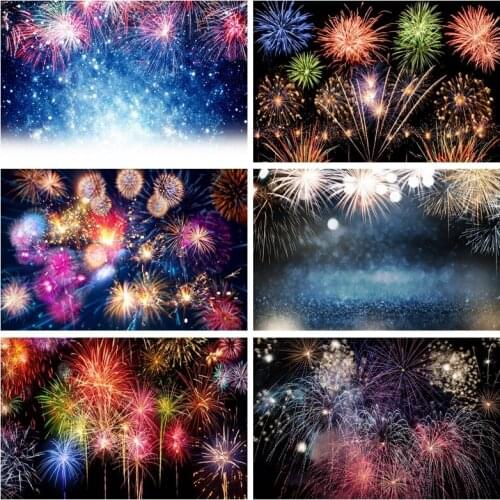 Scopiso Photography Backdrop Happy New Year Fireworks Sparkling Stage Celebration Party Decoration Photographic Background