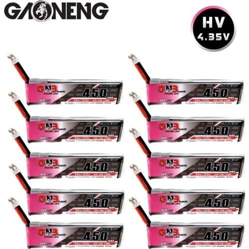 GNB 1S 3.8V HV 4.35V 450mAh LiPo Battery 80C/160C With PH2.0 Plug for RC FPV Drone M80S Tiny7 Beta75S Emax Tinyhawk Snapper7