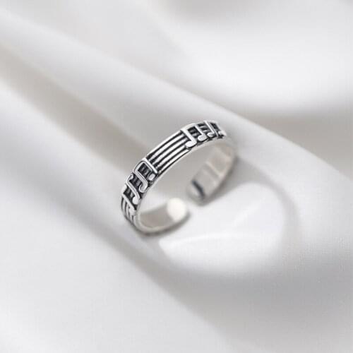 XIHA 925 Sterling Silver Rings for Women Musical Note Adjustable Vintage Jewelry Ladies Party Engagement Jewelry