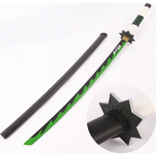 Anime Demon Slayer: Kimetsu No Yaiba Cosplay Prop Shinazugawa Sanemi Wooden Sword Weapons for Halloween Carnival Comic Party