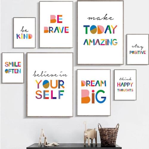 Colorful Inspirational Words Canvas Painting Print Wall Decorative Poster for Living Room Bedroom Nursery Art Picture Home Decor