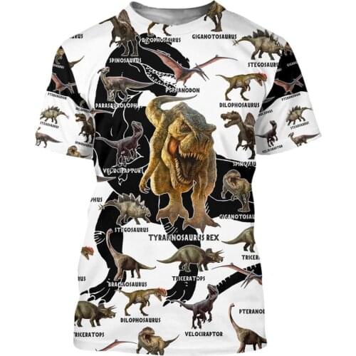 Summer Fashion Animal Dinosaur Group Colorful Men/Women Leisure O-Neck T-shirt 3D Print Hipster T shirt Beach Shorts Tanks S-265
