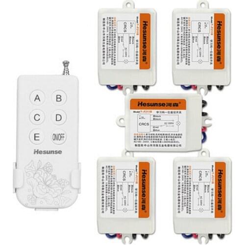 Best Price 315mhz 5CH Wireless Light Switch 220V 110V Digital Remote Control Switch Control 5 Rooms Same Time Learning Code