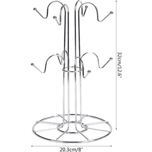 M17D Tree Shape 8 Mug Holder Coffee Mugs Tea Cup Storage Rack for Countertop Kitchen Organizer Shelf Bar Accessory