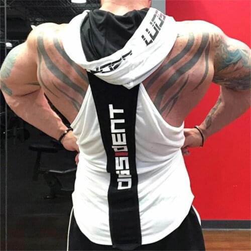 Men Tank Tops Gyms Clothing Fitness Sleeveless hoodies Vests Cotton Singlets Muscle Men Joggers vest Bodybuilding Clothing