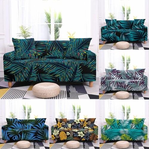 Tropical Leaf Plant Sofa Cover Set For Living Room Modern Furniture Sectional L Sofa Bed All-Inclusive Elastic Stretch Slipcover
