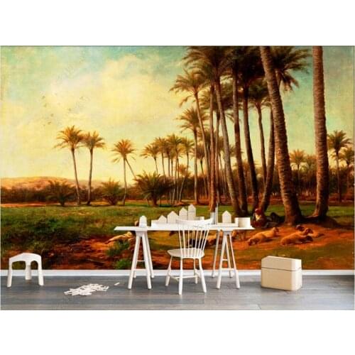 Custom photo mural 3d wallpaper Forest grass shepherd landscape oil painting decor in the living room wallpaper for walls 3 d