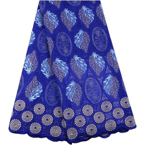 Latest Blue Voile Lace With Stones African Swiss Cotton Lace High Quality Swiss Voile Lace In Switzerland For Wedding Dress 1486