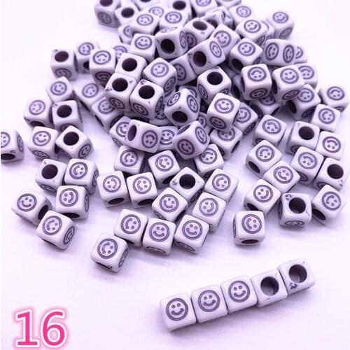 NEW 50pcs/lot 7mm Love/Stars Alphabet Letter Acrylic Cube Beads for Jewelry Making DIY Bracelet Accessories #16