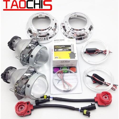 TAOCHIS 3.0" Bi-xenon Hella 3R G5 Projector Lens HID xenon D2S Shroud Devil Angel Eyes Modify Head Lamp Upgrade Demon Eye