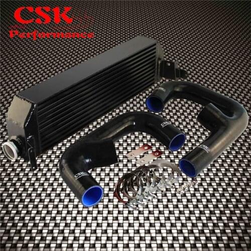 Upgrade FMIC Twin Intercooler Black+Black/Blue/Red Hose Kit Fits For Volkswagen Golf R GTI MK7 2.0T