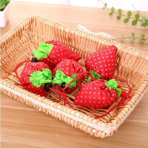 Wholesale Creative Reusable Foldable Strawberry Bag Storage Package Grocery Folding Bag LX1630
