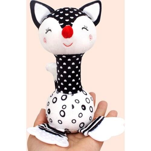 Rattle For Kids Baby Toys 0 6 12 Month Set Newborn Infant Black White Soft Plush Cute Animal Hand Rattle Plush Toys Gift