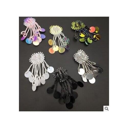 Multi-color Hand-beaded Accessories Snowflake Sequins Beaded flower Clothing Decoration Patch Shoes flower Cloth Stickers