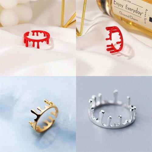 Halloween ring False bloodstain ring Bleeding black ring Adjustable opening ring