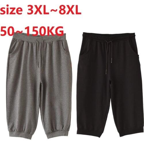 Large size 3XL~8XL 50~150KG Mens Shorts Summer Casual Beach Shorts Classic Casual Beach Shorts Drawstring Cotton Elastic Waist
