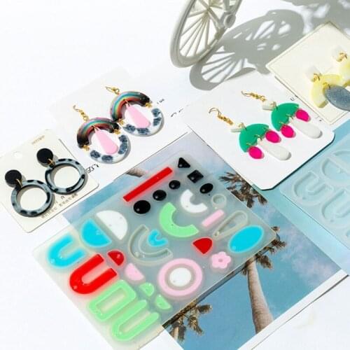 Crystal Epoxy Resin Mold Geometric Earrings Ear Pendant Casting Silicone Mould