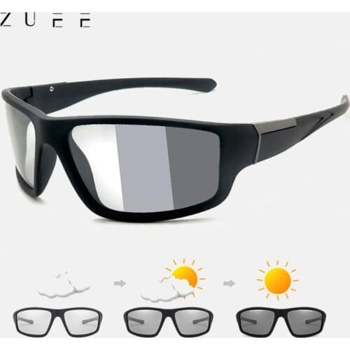 Men Photochromic Sunglasses Matte Black Sports Goggles Women Color Changing 100% Polarized Driving 2021 Sun Glasses