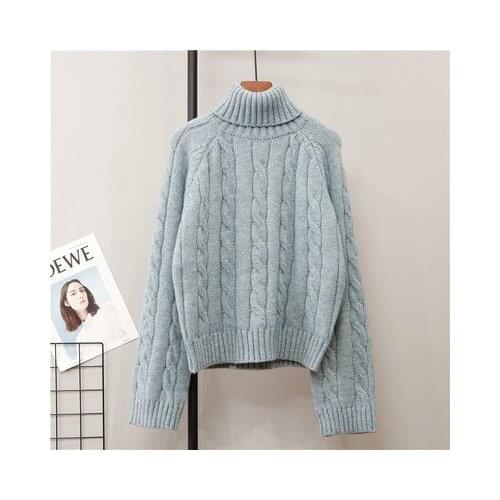 Newest Women Pullover Sweaters Sweet Turtleneck Long Sleeve Knitted Loose Sweater Tops Winter Ladies Jumper Swearters