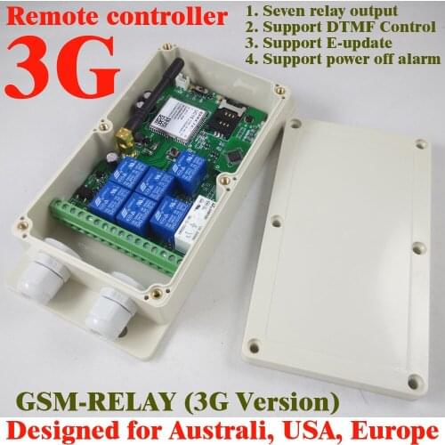 3G Version GSM-RELAY GSM remote control box / Seven relay output /power failure alarm/ Rechargeable Battery for power off alarm