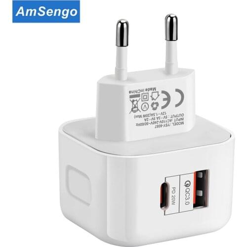 Amsengo 20W For iPhone 12 Pro Charger Usb Quick Charger Adapter for IPhone 12 Mini 12Pro Max 11 Samsung Type C Portable Chargers