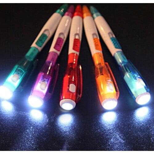 Factory direct sales cute creative stationery new strange with LED flashlight multi-function ball point pen