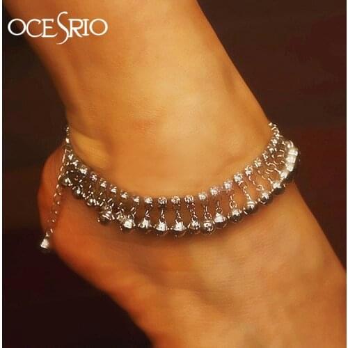 Brand New Luxury Silver Color Anklets for Women Ankle foot leg bracelets silver crystal body jewelry for girls hip hop alt-a46