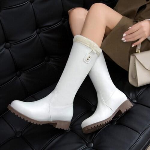 Snow women boots Platform Plush Warm Winter Thick Bottom Long Boots Woman High Quality Knee High Botas Big size 35-48 3915