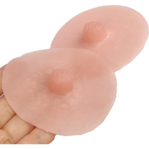 1pair Simulation CD cross-dressing Flesh Pink Nipple Stickers Sexy Silicone Nipples for Female Adult False Breast Chest Paste