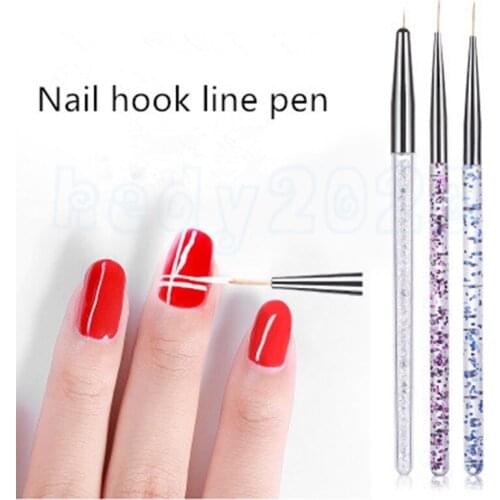 100set(3Pcs/set )Nail Art Transparent Handle Stripe Line Liner Painting Brush Acrylic Pattern Drawing DIY Pen Manicure Tool
