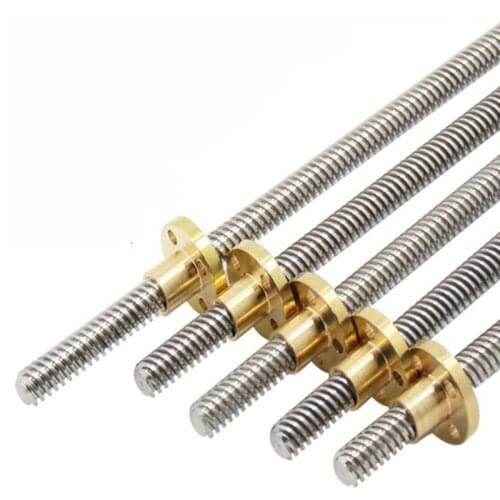 2pcs/lot T8 lead 8mm Lead Screw Thread Rods length 100 200 300 350 400 500 600/700/800/1000mm for Prusa I3 3D printer&CNC parts