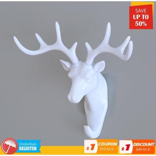 1pc 3D Antler Hook American Home Decoration Accessories Creative Deer Head Traceless Key Holder Wall Hook Coat Hanger Minimalist