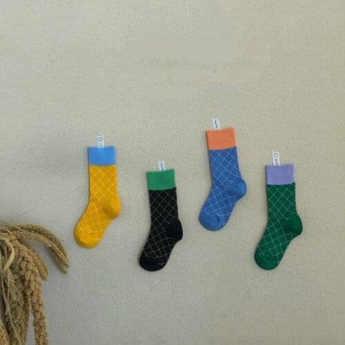 4 Pairs/lot Childrens Socks Baby Boys Girls Cotton Socks Toddlers Fashion Plaid Spring Autumn Socks for 1-8 Years Kids
