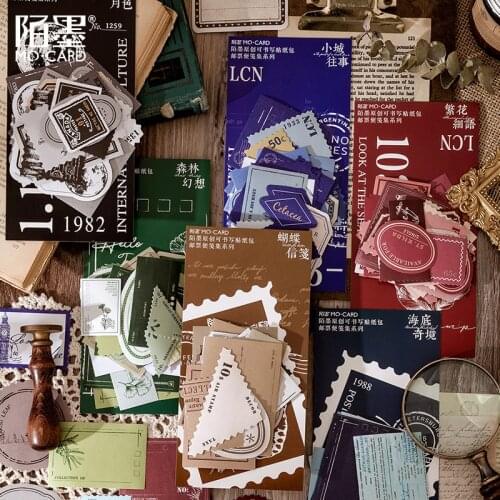 40pcs/1lot kawaii Stationery Sticker Vintage Postage stamp Diary Planner junk journal Decorative Scrapbooking DIY Craft Sticker