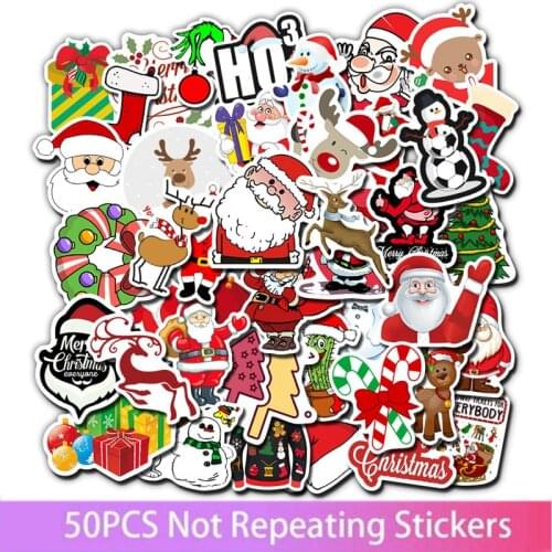 50 pieces of Christmas theme Santa suitcase stickers waterproof doodle suitcase stickers