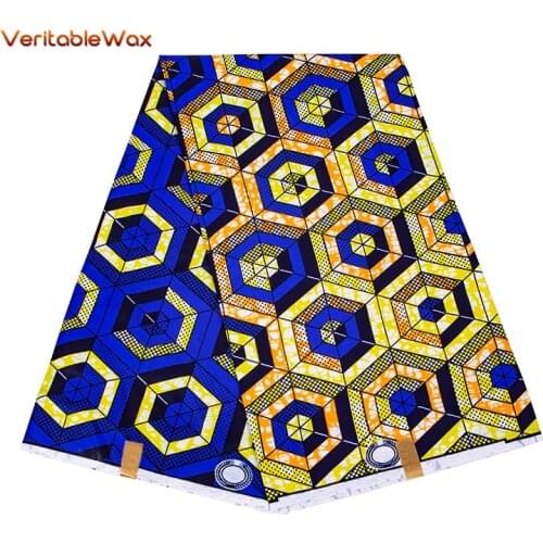 African Real Wax Print Fabric Organic 100% Polyester VeritableWax High Quality 6 Yards 3Yards African Fabric For Party Dress