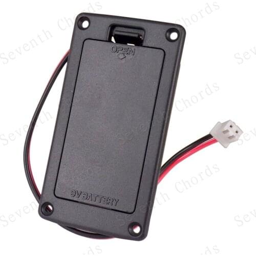Flat mount Active Bass Guitar Pickup 9V Battery Box/Holder/Case/Compartment Cover With Metal Spring Contact & 2 Pin Plug & Cable