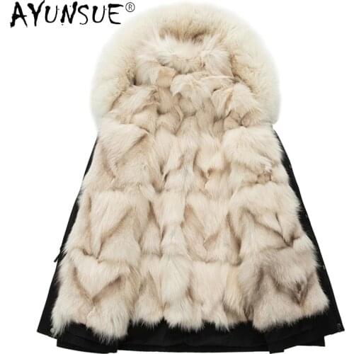 AYUNSUE 2020 New Winter Jacket Men Clothing Real Fox Fur Coat Man Parka Short Style Mid-length X-long Style Jackets Ropa LXR1057